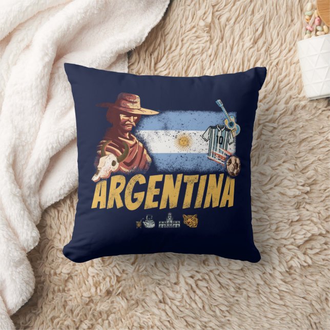 Argentina vintage gaucho with flag soccer ball cushion (Blanket)