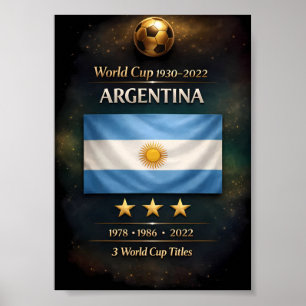Argentina World Cup Champions 1978, 1986, 2022 Poster