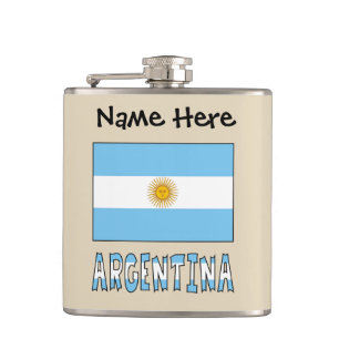 Argentine Argentina Flag Personalised Text  Hip Flask
