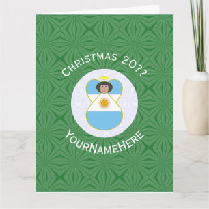 Argentine Christmas Angel Flag Personalised Card