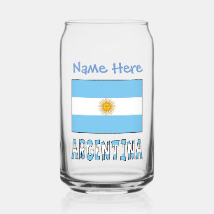 Argentine Flag Argentina Blue Personalisation  Can Glass