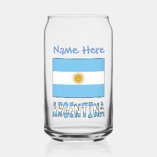 Argentine Flag Argentina Blue Personalisation  Can Glass