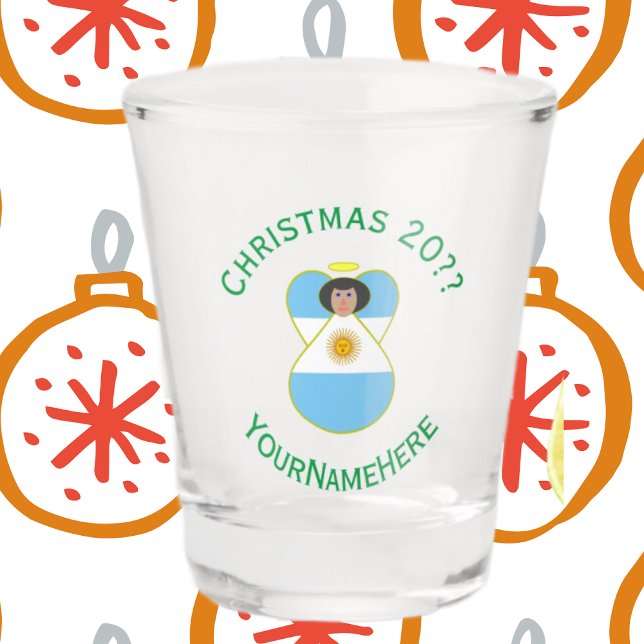 Argentine Flag Christmas Angel Personalised Shot Glass (Creator Uploaded)