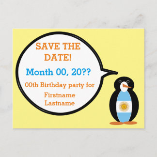 Argentine Flag Talking Ms Penguin Announcement Postcard