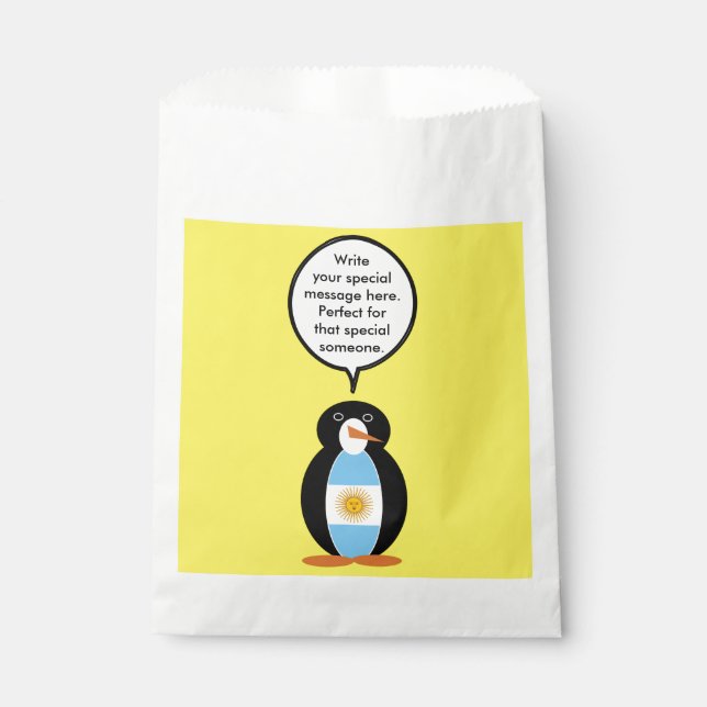 Argentine Flag Talking Ms Penguin  Favour Bags (Front)