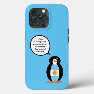 Argentine Flag Talking Ms Penguin Personalised iPhone 13 Pro Case