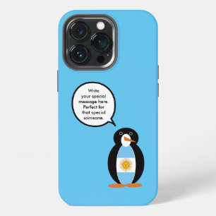 Argentine Flag Talking Ms Penguin Personalised iPhone 13 Pro Case