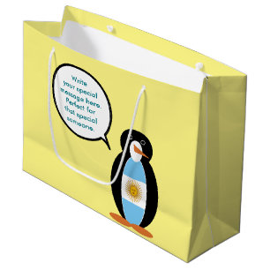 Argentine Flag Talking Ms Penguin Personalised Large Gift Bag