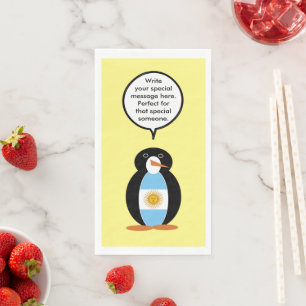 Argentine Flag Talking Ms Penguin Personalised Napkin
