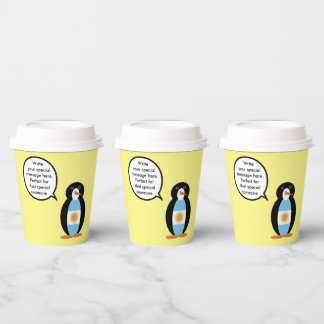 Argentine Flag Talking Ms Penguin Personalised Paper Cups