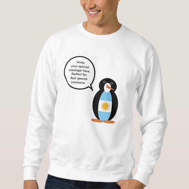 Argentine Flag Talking Ms Penguin Personalised Sweatshirt (Front)