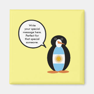Argentine Flag Talking Ms Penguin Personalized Magnet