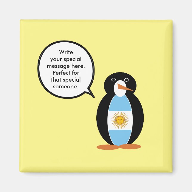 Argentine Flag Talking Ms Penguin Personalized Magnet (Front)