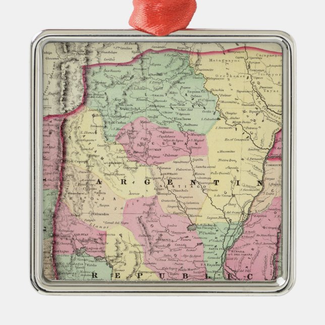 Argentine Republic, Chilli, Uruguay & Paraguay Metal Tree Decoration (Front)