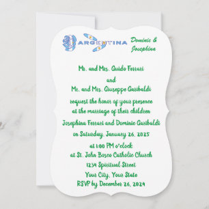 Argentine Rose Flag Personalized Wedding Invitation