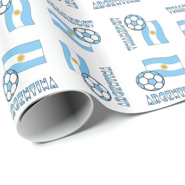 Argentine Soccer Ball and Flag Wrapping Paper (Roll Corner)