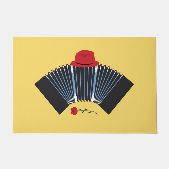 Argentine Tango Dancer Bandoneon and Fedora Doormat (Front)