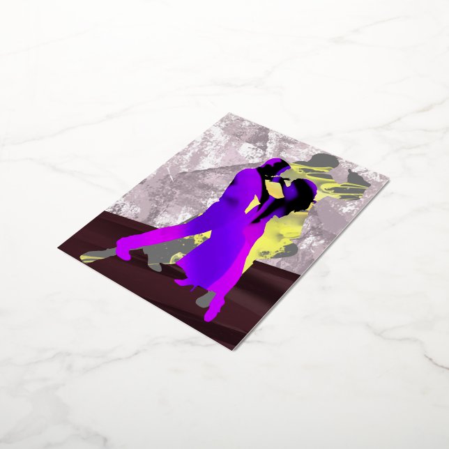 Argentine tango dancers foil holiday postcard (Rotated)