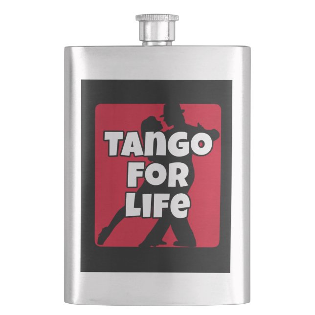 Argentine Tango for Life Red Black Dance Couple Hip Flask (Front)