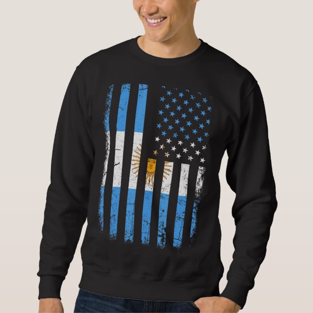 Argentinian American Flag Argentinian Roots Argent Sweatshirt (Front)