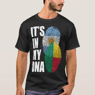Argentinian And Beninese Mix DNA Flag Heritage T-Shirt