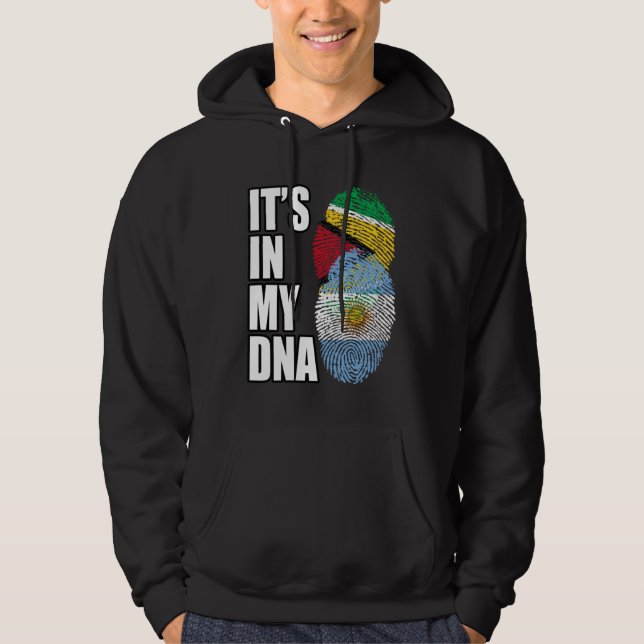 Argentinian And Guyanese Mix DNA Flag Heritage Hoodie (Front)