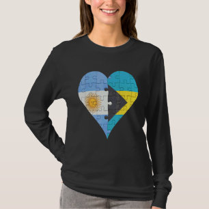 Argentinian Bahamian Flag Heart T-Shirt