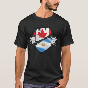Argentinian Canadian Hands Ripped Roots Flag T-Shirt