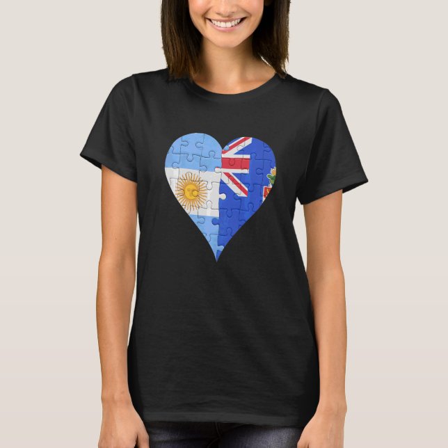 Argentinian Caymanian Flag Heart T-Shirt (Front)