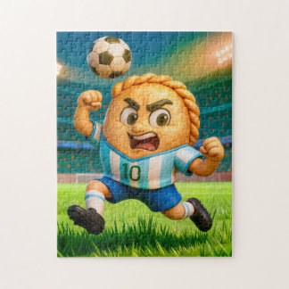 Argentinian empanada soccer player jumping for hea jigsaw puzzle