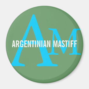 Argentinian Mastiff Breed Monogram Design Magnet