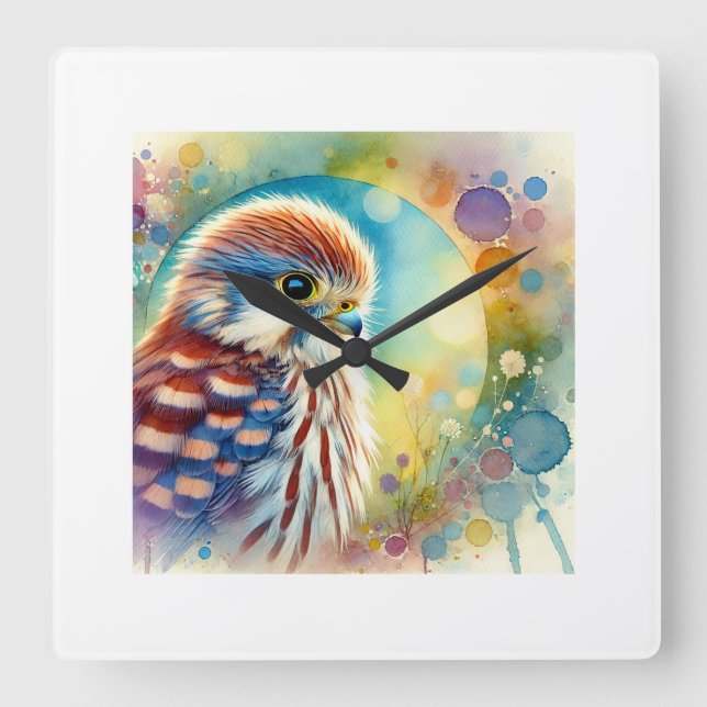 Argentinian pygmy falcon 201024AREF132 - Watercolo Square Wall Clock (Front)