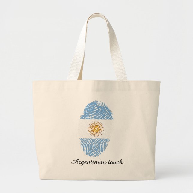 Argentinian touch fingerprint flag large tote bag (Front)
