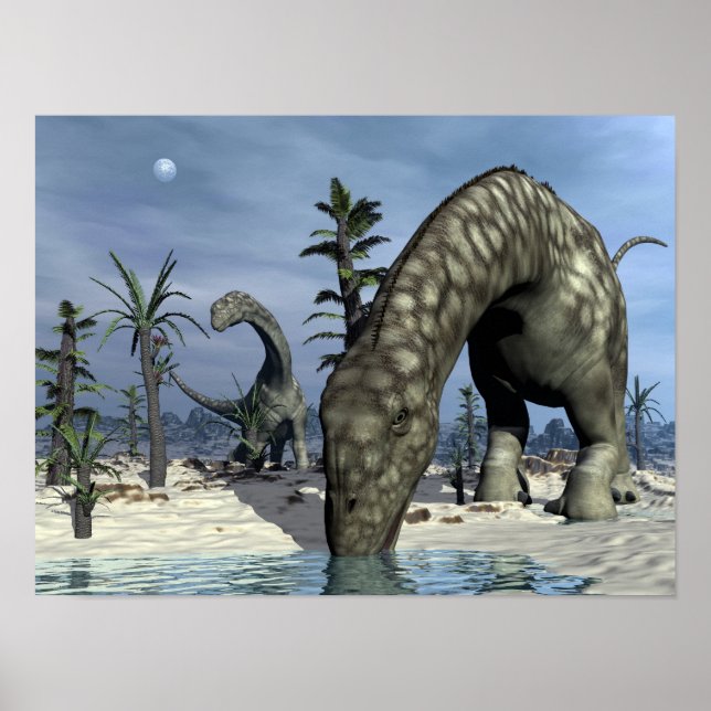 Argentinosaurus dinosaur drinking poster (Front)