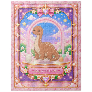 Argentinosaurus Dinosaur, Kawaii Art Jigsaw Puzzle