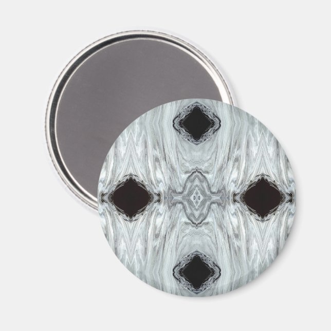 Argentum Grey and Black Abstract Acrylic Fluid Art Magnet (Front/Back)