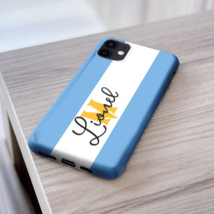 argnetina Blue & white Stripe Custom name monogram Case-Mate iPhone 14 Pro Max Case