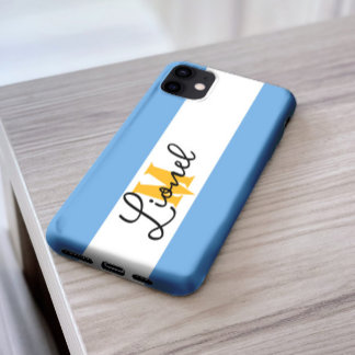 argnetina Blue & white Stripe Custom name monogram Case-Mate iPhone 14 Pro Max Case