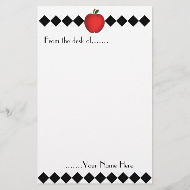 Argyle Apple Teacher Stationery (Front)