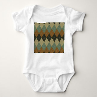Argyle Autumn: Brown-Green Rhombus Chic Baby Bodysuit