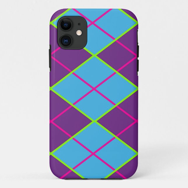 Argyle blue and purple Case-Mate iPhone case (Back)