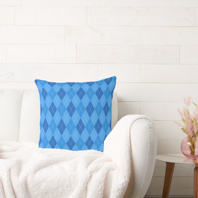 Argyle Blue diamonds with thin dotted line Cushion (Couch)