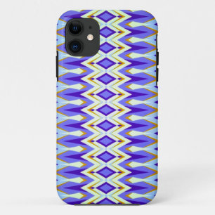 Argyle Blue, Orange and White Geometric Pattern Case-Mate iPhone Case