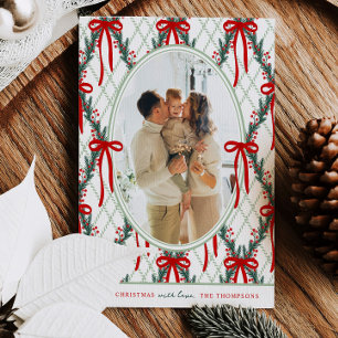 Argyle Bow Christmas Holiday Photo Card