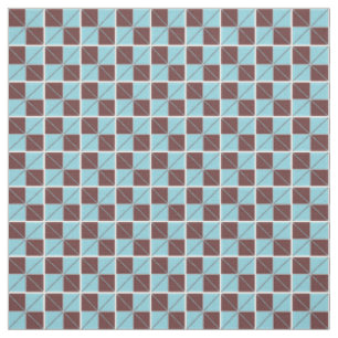 Argyle Checks Blue and Brown Fabric