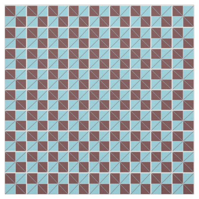 Argyle Checks Blue and Brown Fabric (Swatch)