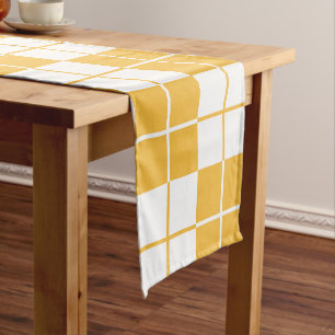 Argyle Chequerboard Plaid Yellow Short Table Runner
