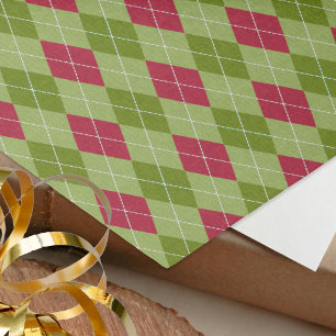 Argyle 'Christmas Elf' Holiday Green & Red Diamond Tissue Paper