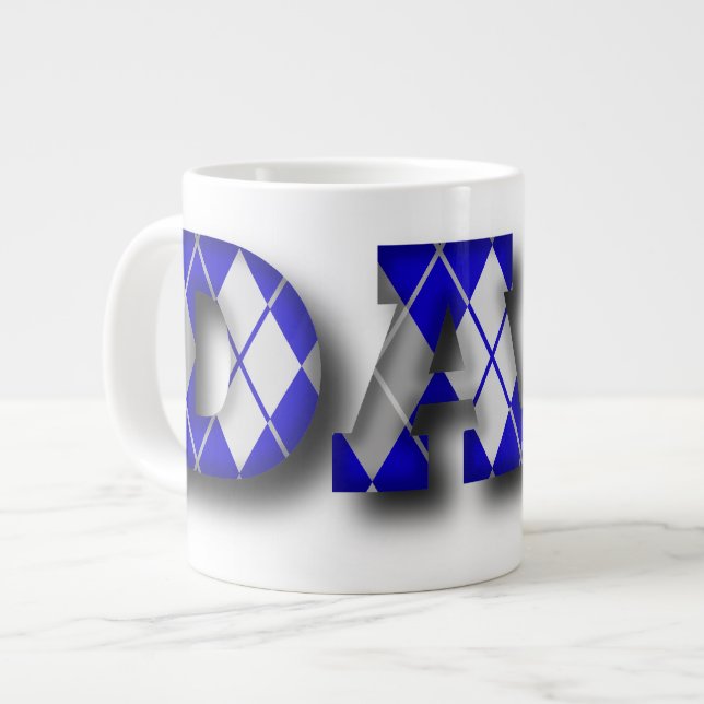 Argyle Dad Blue and Grey Large Coffee Mug (Front Left)