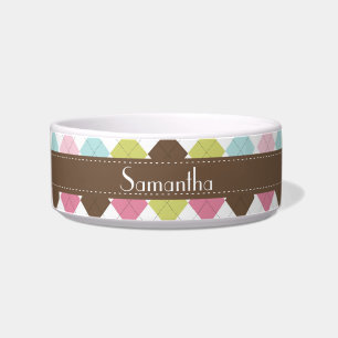 Argyle Diamond Stitch Sweater Pet Food Bowl